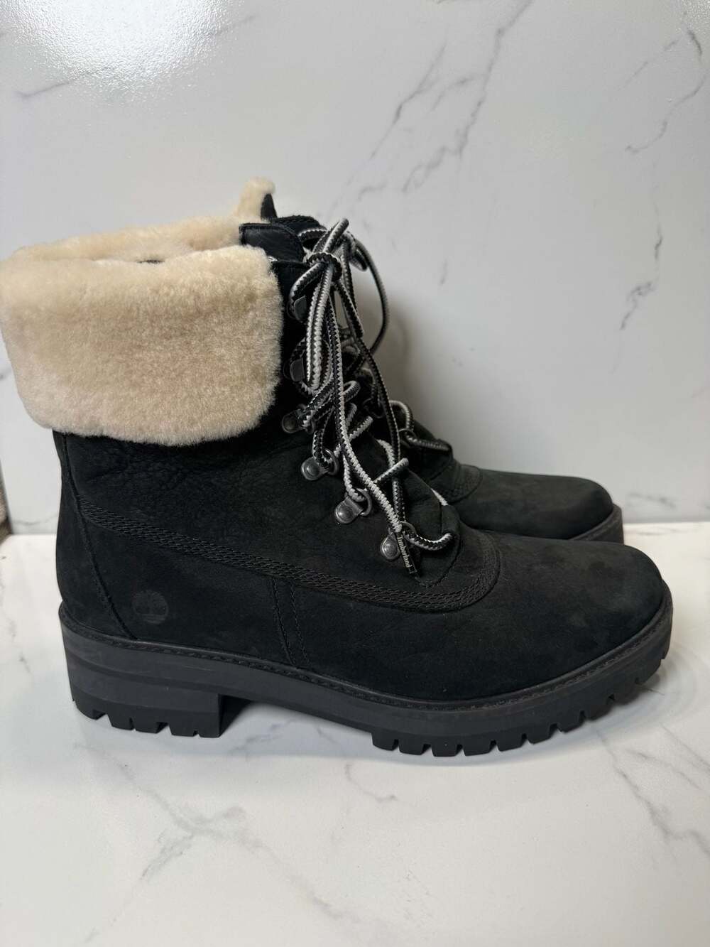 Timberland Womens Courmayeur Valley Shearling Lined Black Boots